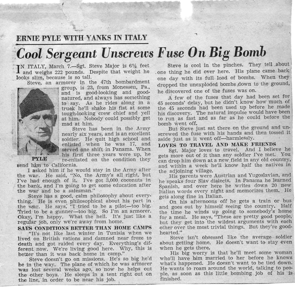 1944 March 7 Ernie Pyle Article #14 Defusing a bomb - WW II Love Story ...